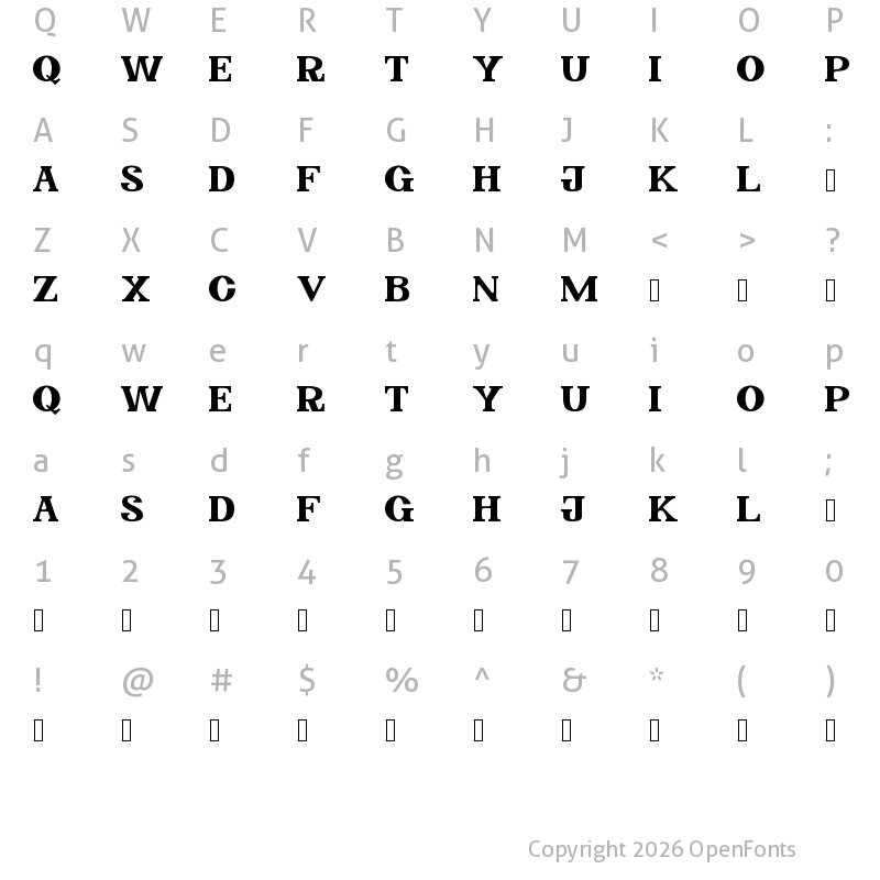 Character Map of Ithaka Regular