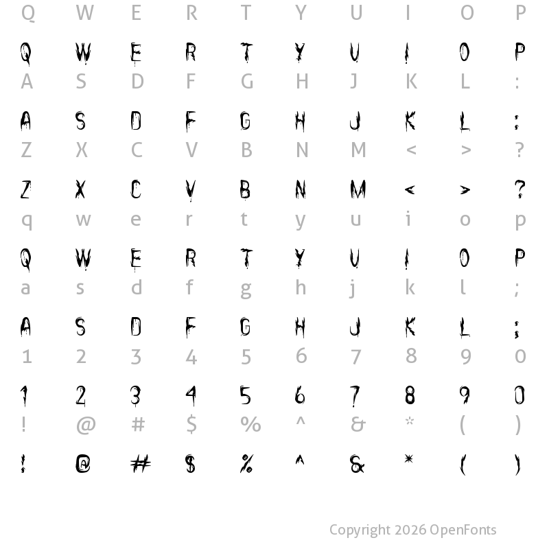 Character Map of it's Scary Now St Regular