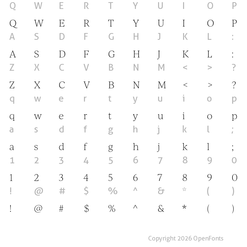 Character Map of IvyJournal Thin