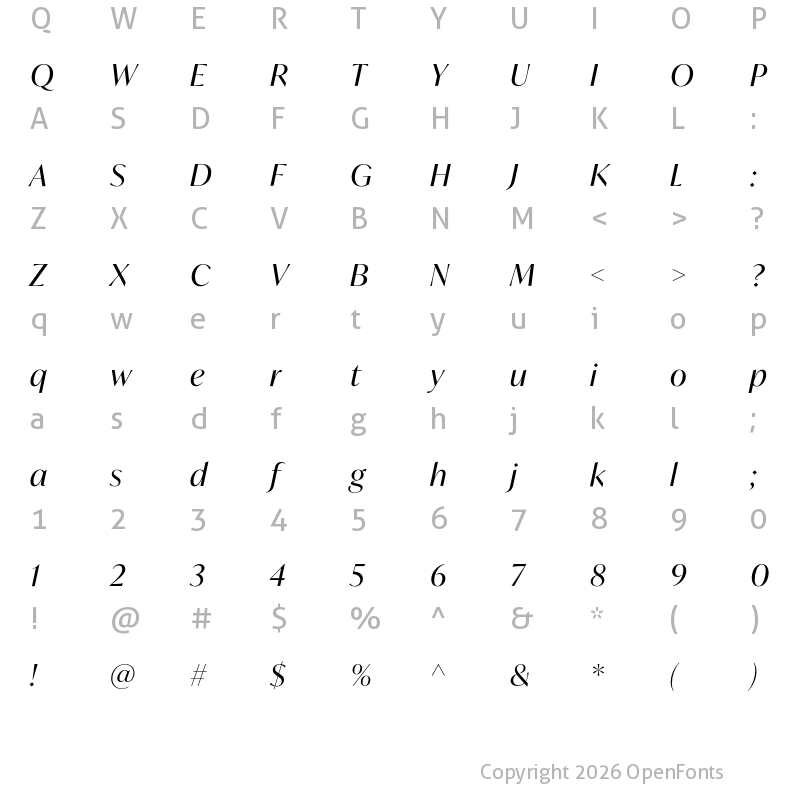 Character Map of IvyMode Italic