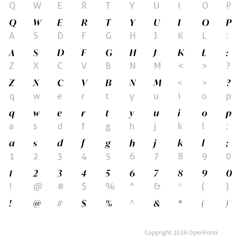 Character Map of IvyMode SemiBold Italic