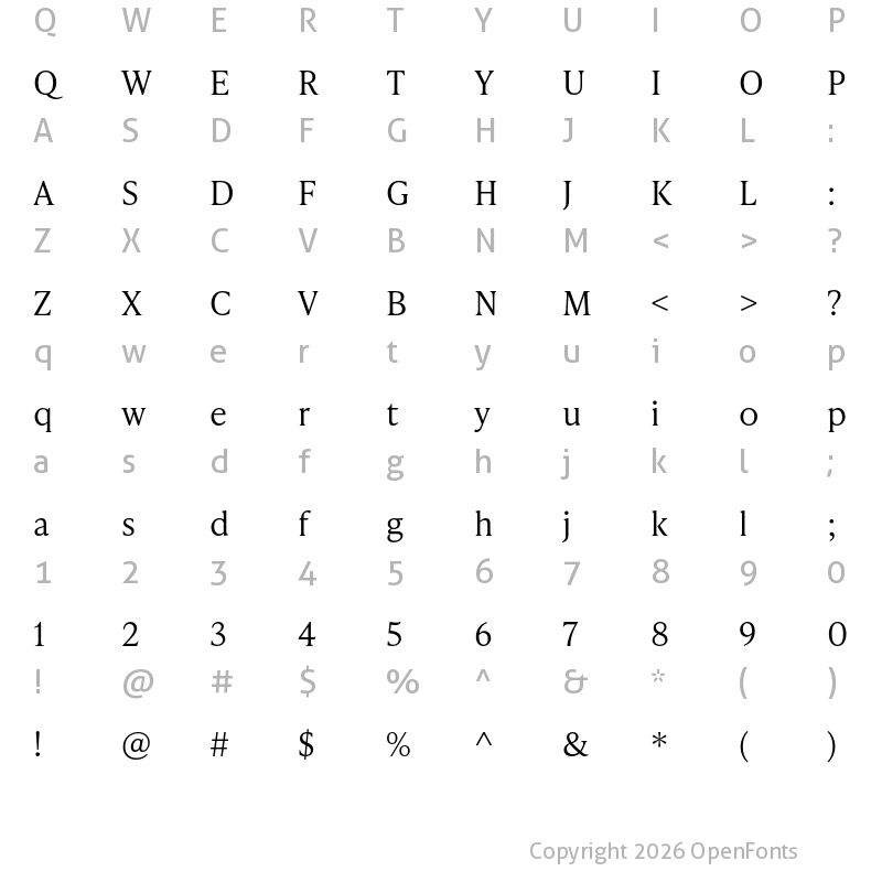 Character Map of IvyPresto Text Light