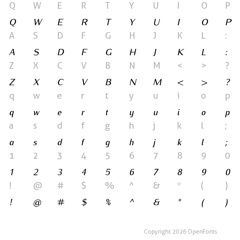 Character Map of Iwona Medium Italic