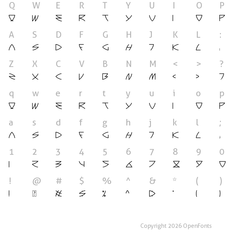 Character Map of Izasi Regular Regular