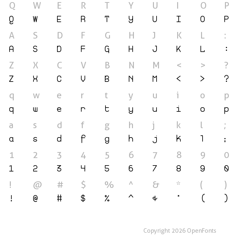 Character Map of Izayoi Monospaced Medium