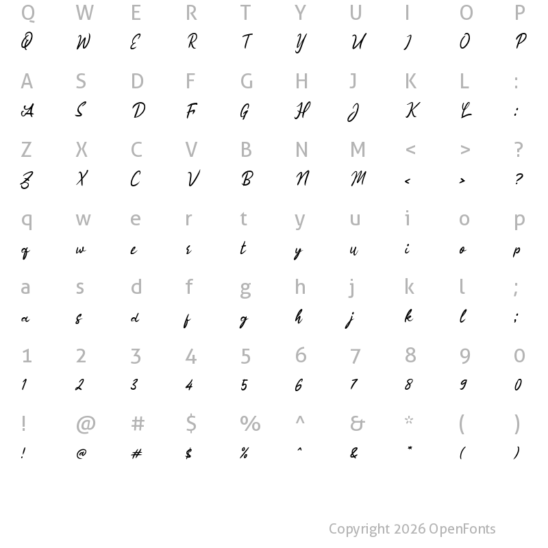 Character Map of j Jalak Bali Regular