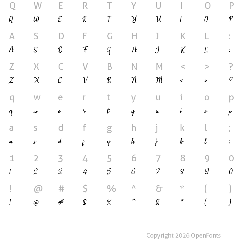 Character Map of j Jalin Nusantara Regular