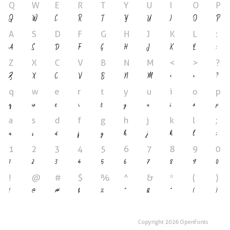 Character Map of j Januari Awal Regular