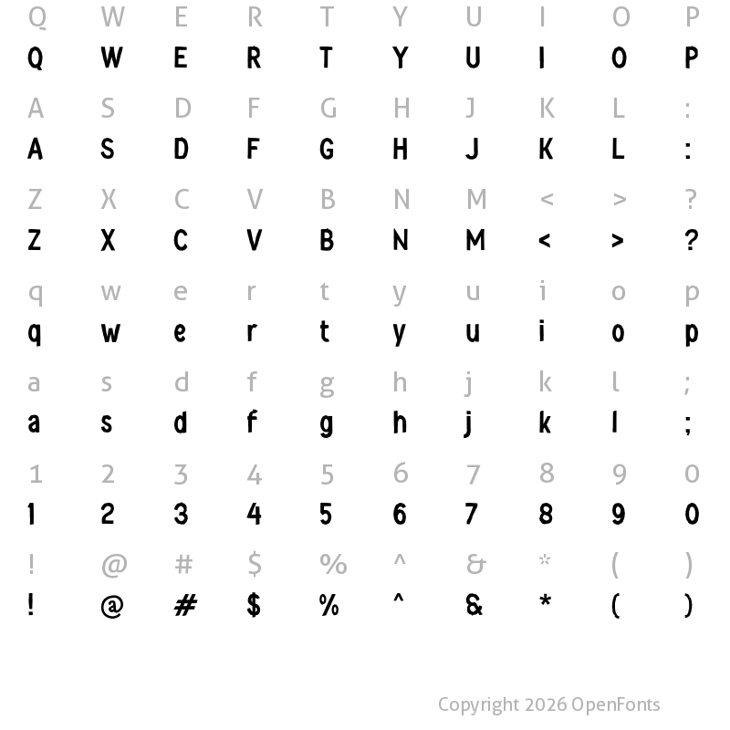 Character Map of j Jayaque Regular