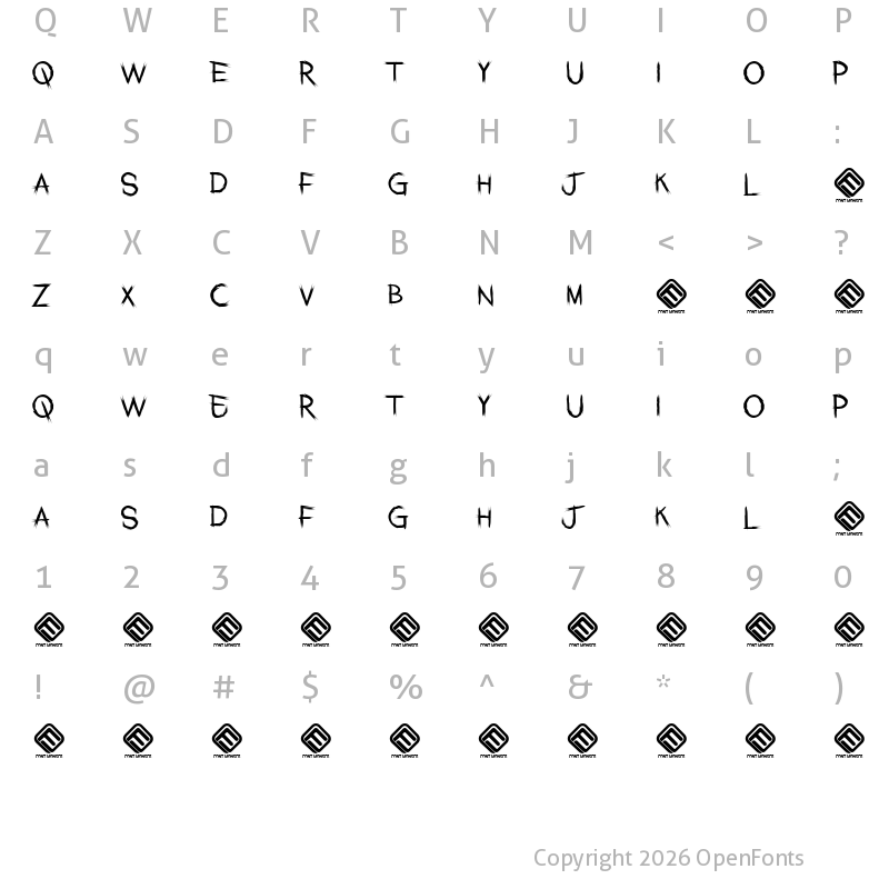 Character Map of Jacknife Regular