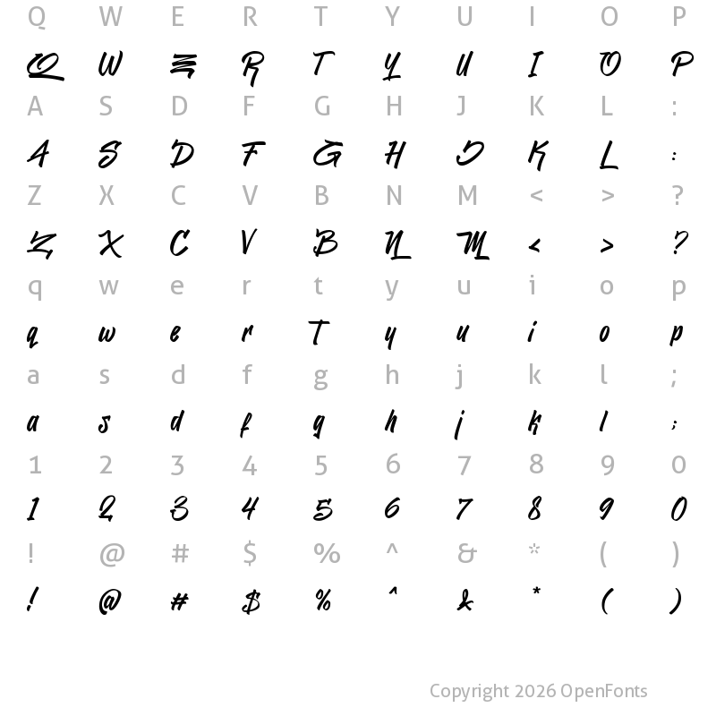 Character Map of Jacksilver Regular