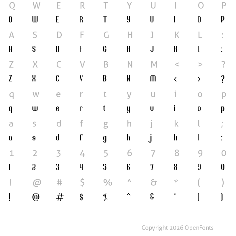 Character Map of Jacob and son Regular
