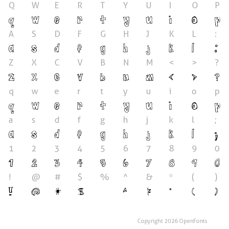 Character Map of Jaggy Fries Regular