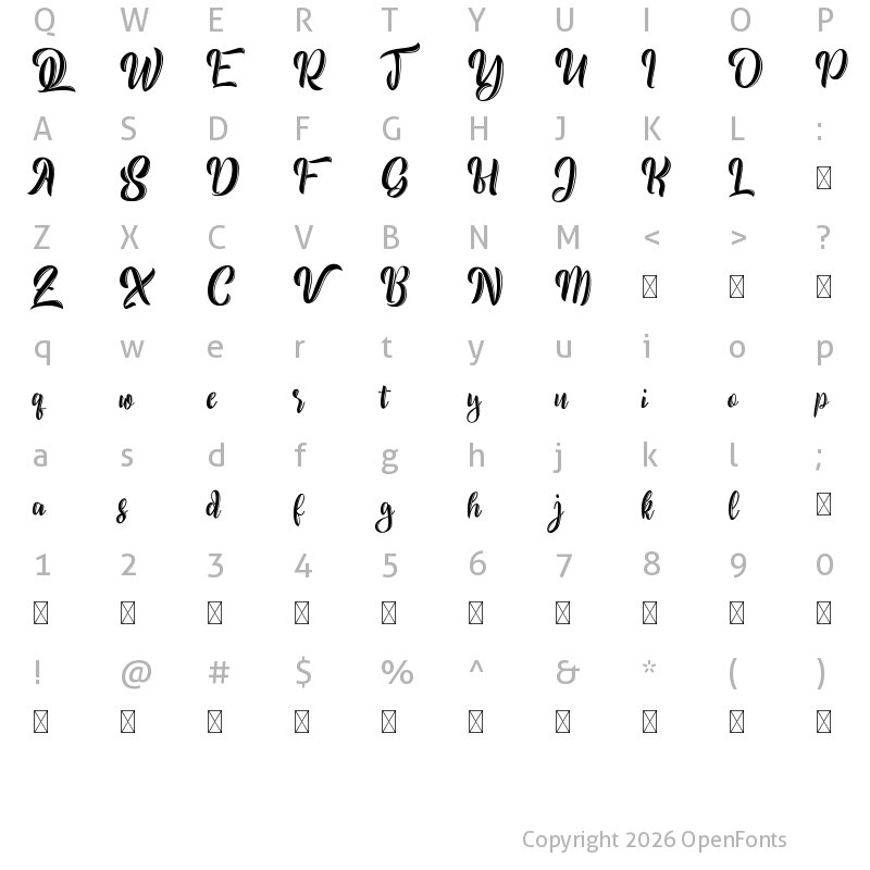 Character Map of Jaillemon Demo Regular