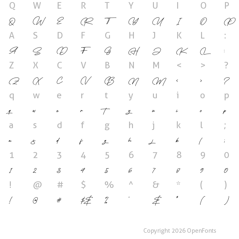 Character Map of Jakartha Regular