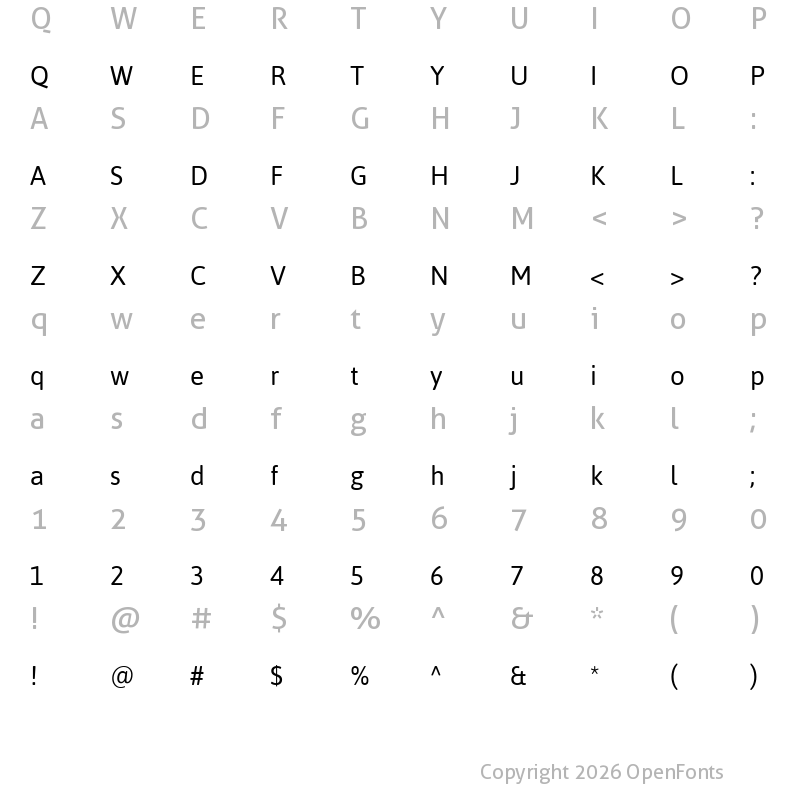 Character Map of Jaldi Regular