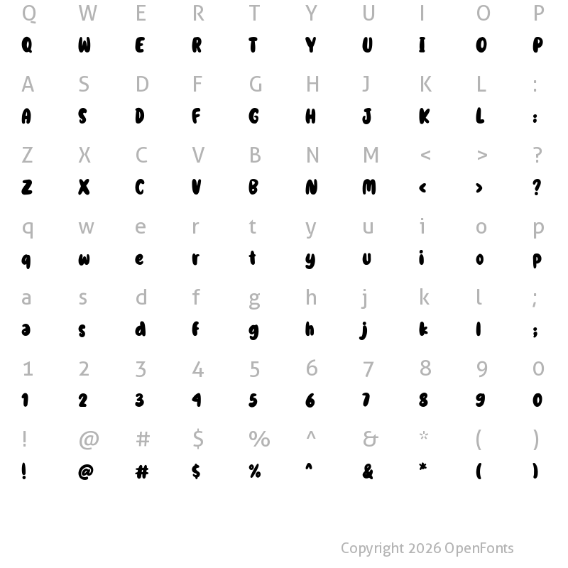 Character Map of Jalibar Regular