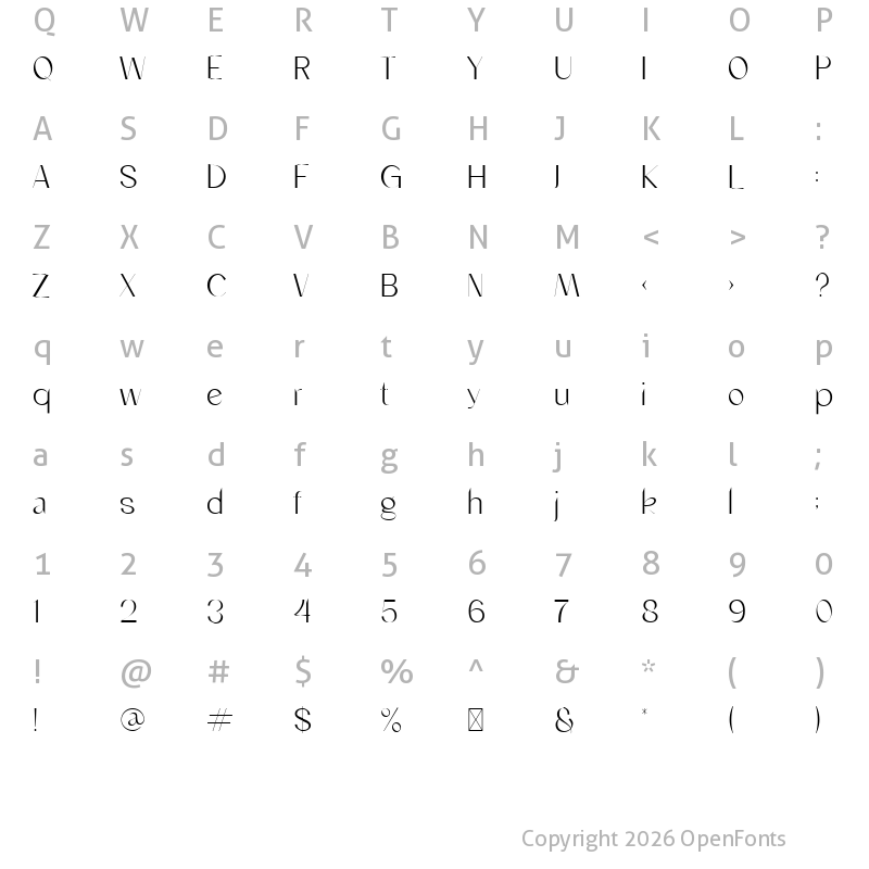 Character Map of Jamel Regular