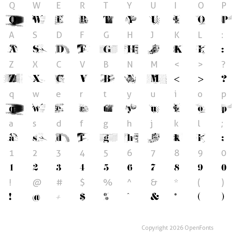 Character Map of Janda Rage Regular