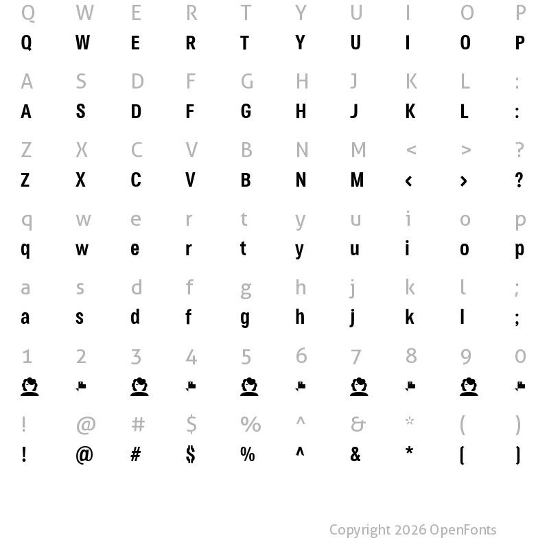 Character Map of Jane Roe Bold