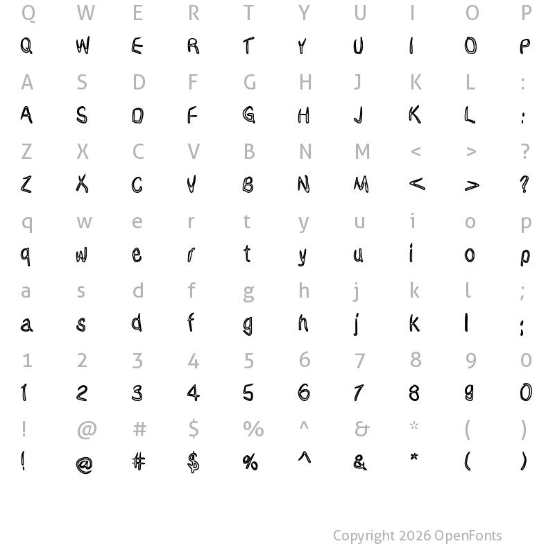 Character Map of Janky Regular