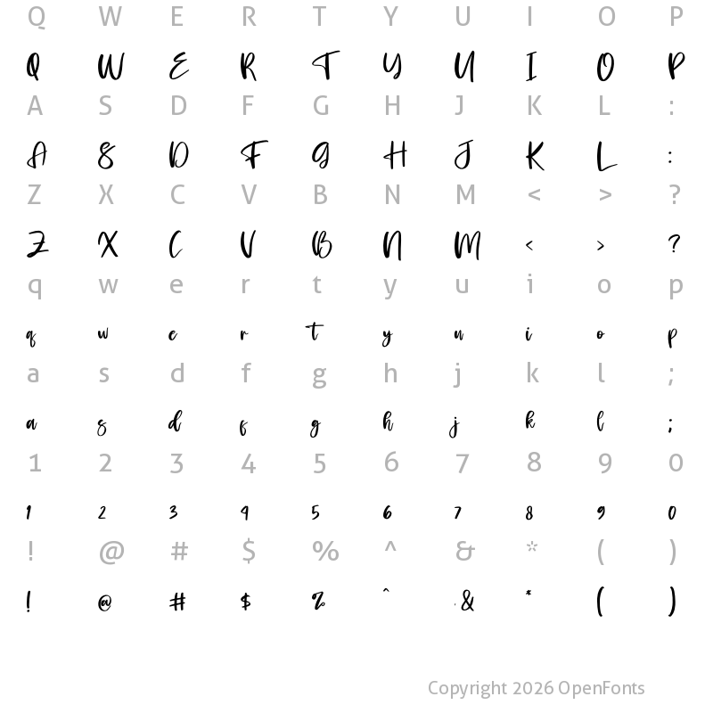 Character Map of Jarchook Regular
