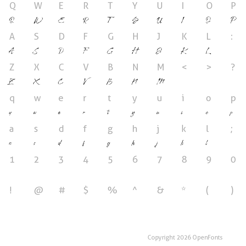 Character Map of Jastland Regular