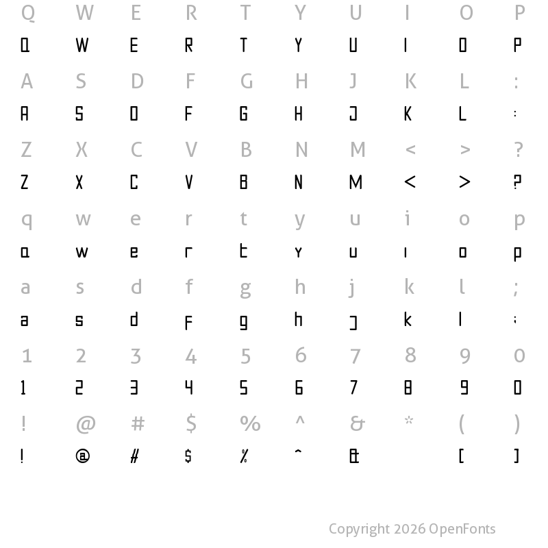 Character Map of Javanese Neu Regular