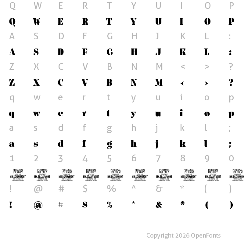 Character Map of Jaymont PERSONAL Black