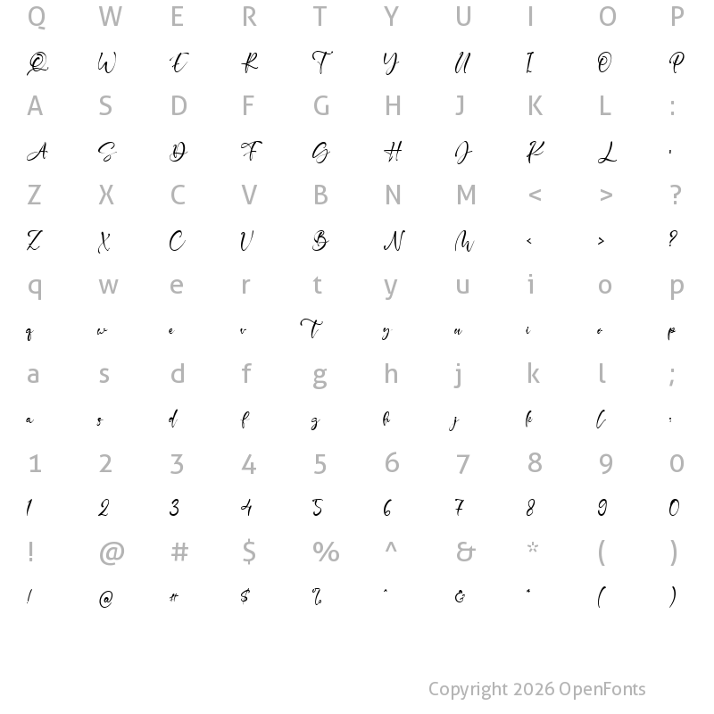 Character Map of Jayne Green Regular
