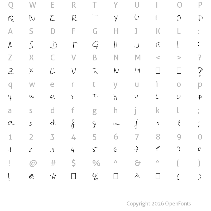 Character Map of jcgr61 Regular