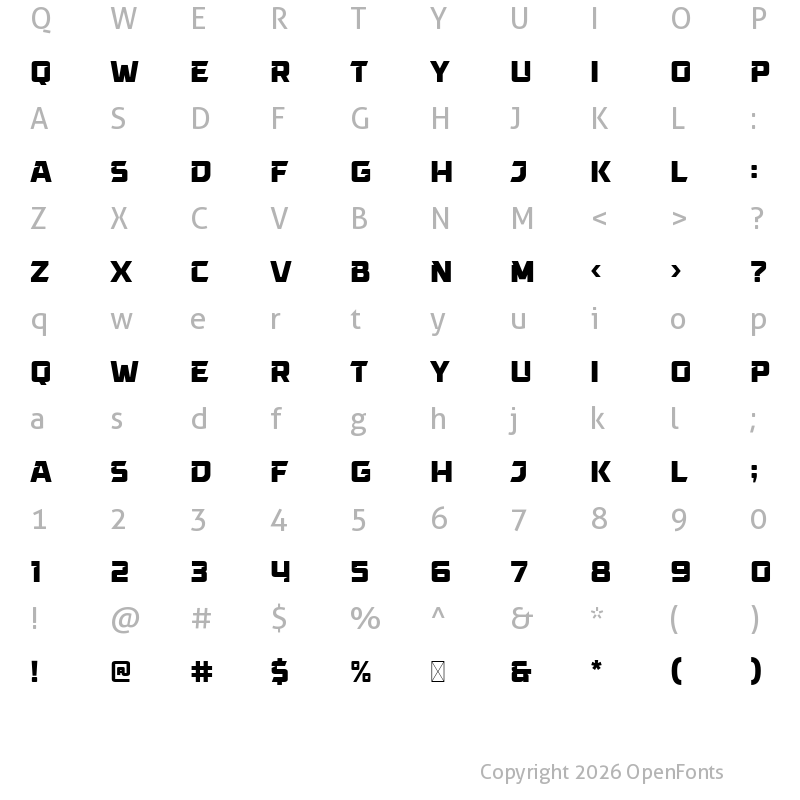 Character Map of Jedar Regular