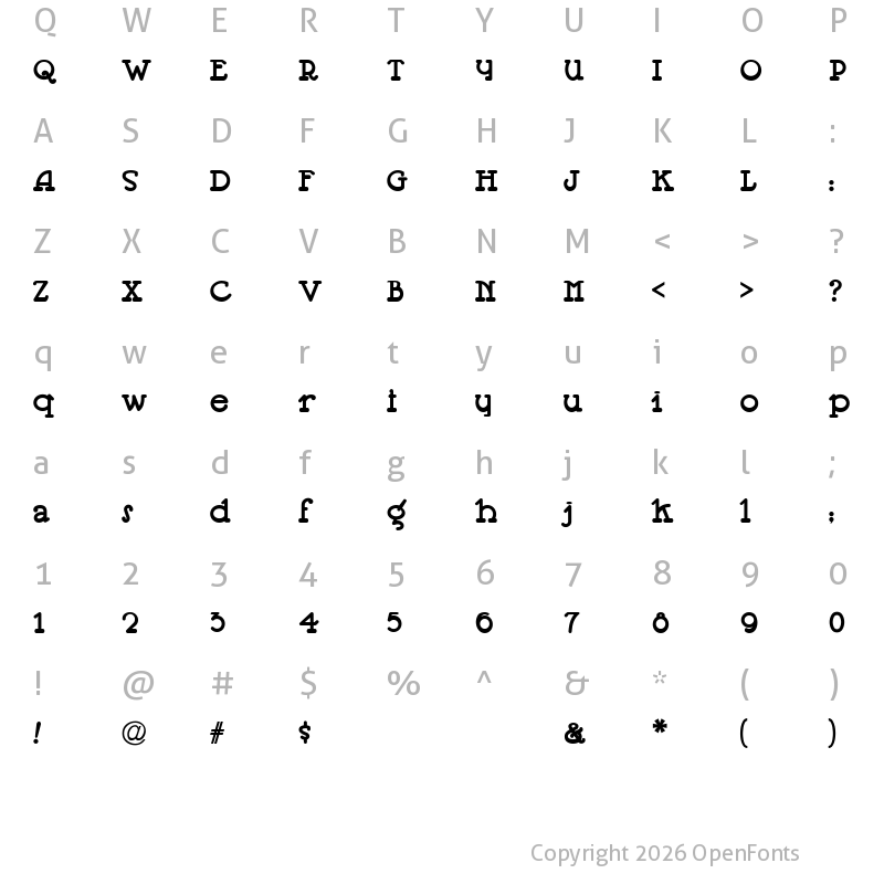 Character Map of Jeepers Regular
