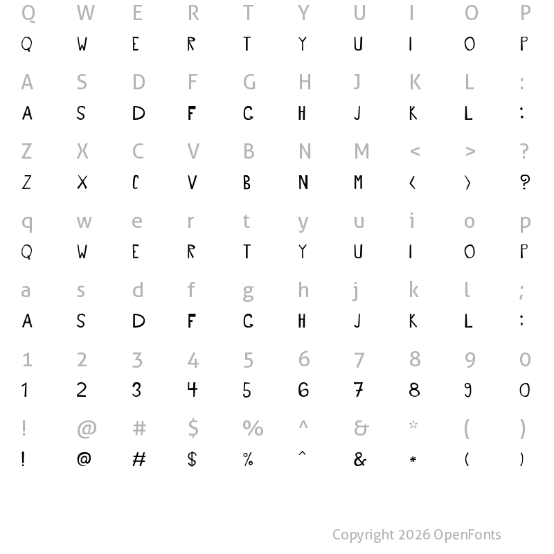 Character Map of JEK 5 Regular