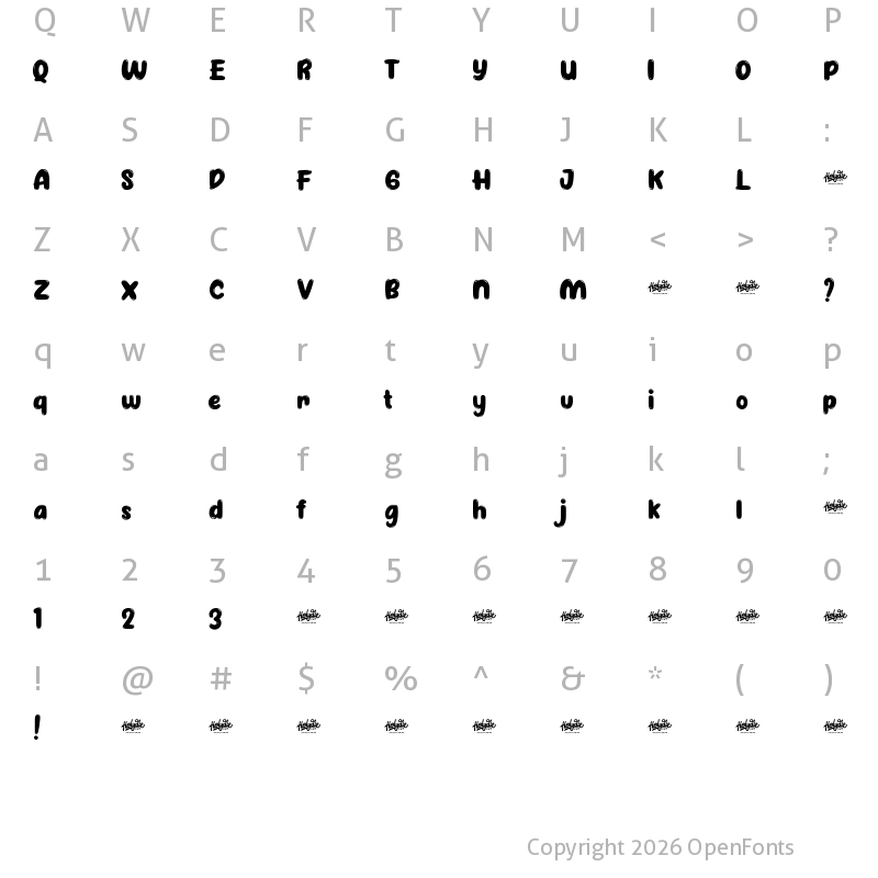 Character Map of Jellybost Regular