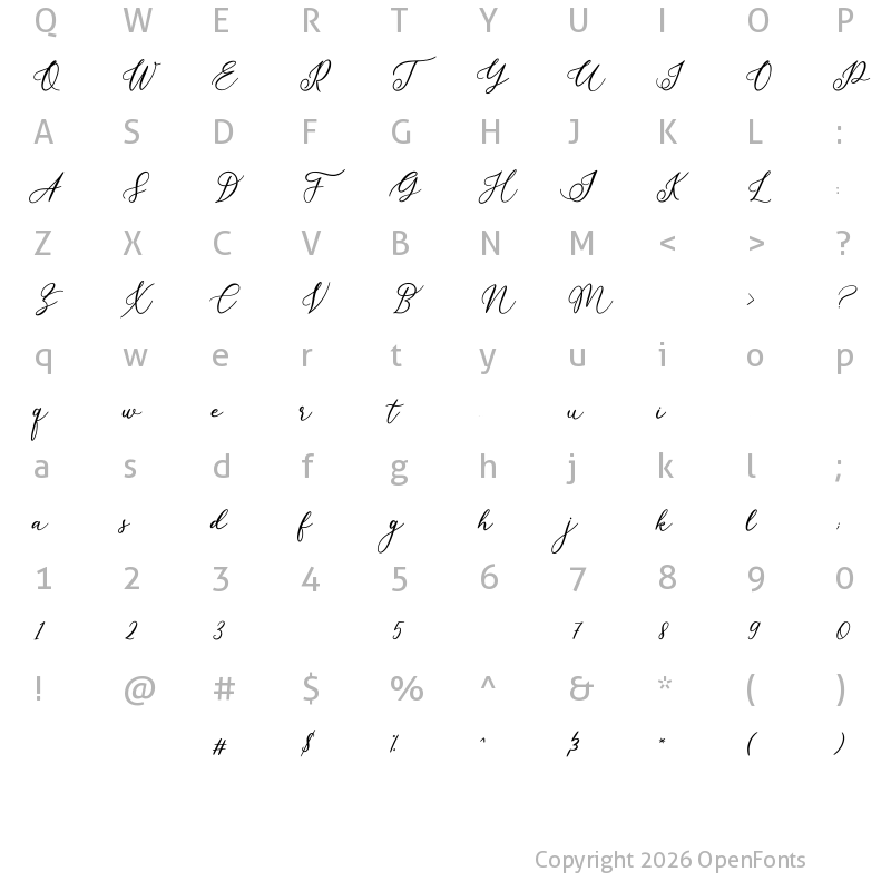 Character Map of Jelymist Regular