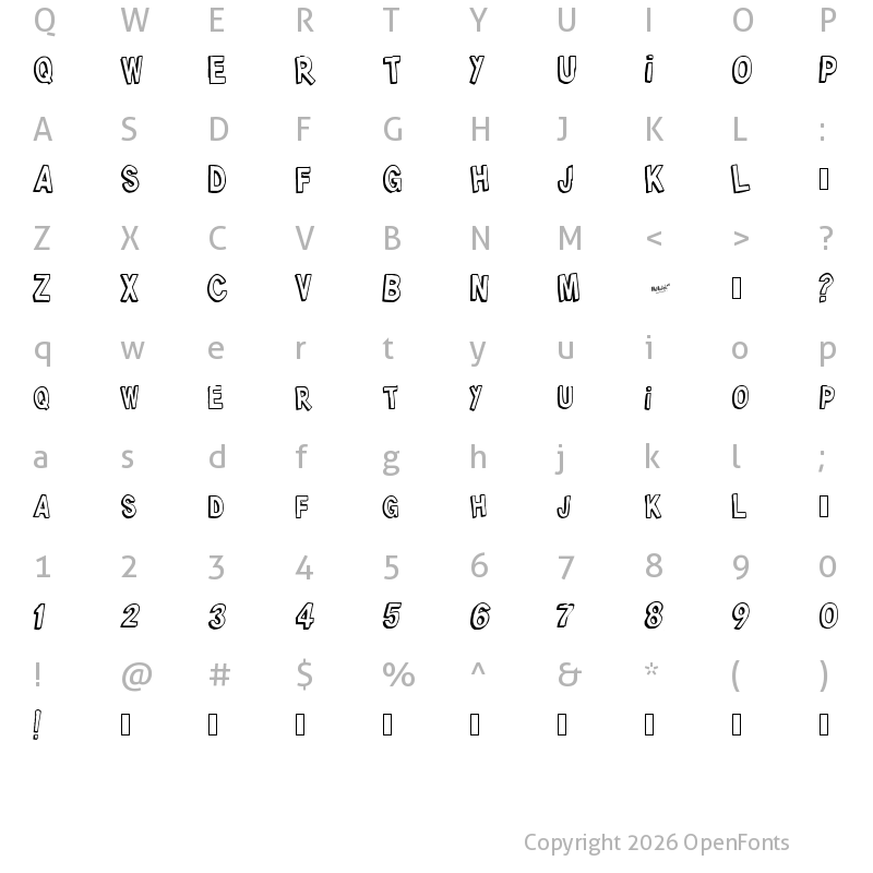 Character Map of Jerantet1977 Regular