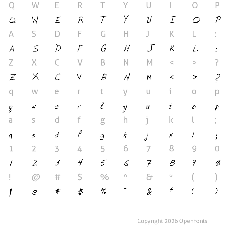 Character Map of Jersey Regular