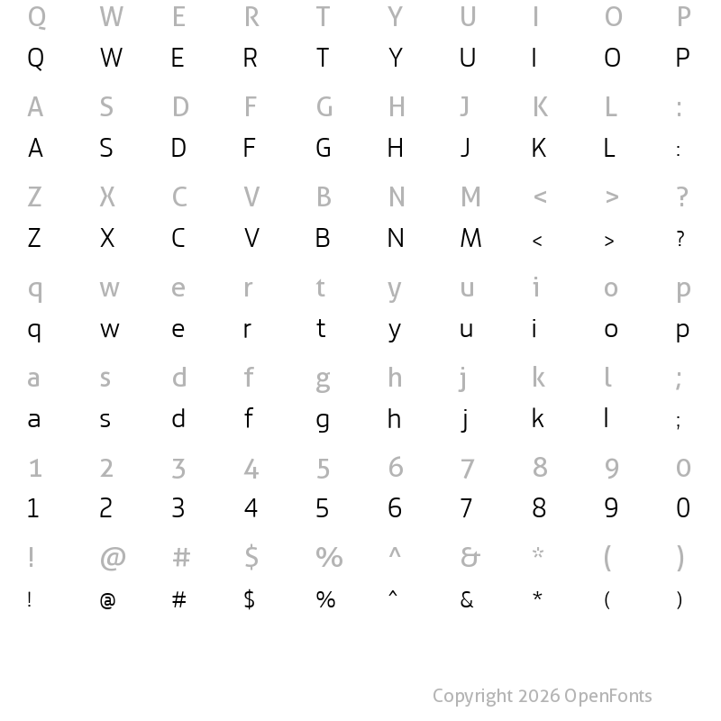 Character Map of Jervinho Regular