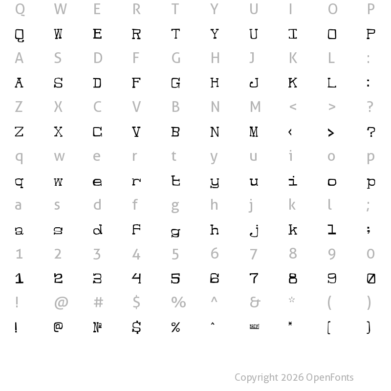 Character Map of Jester Regular
