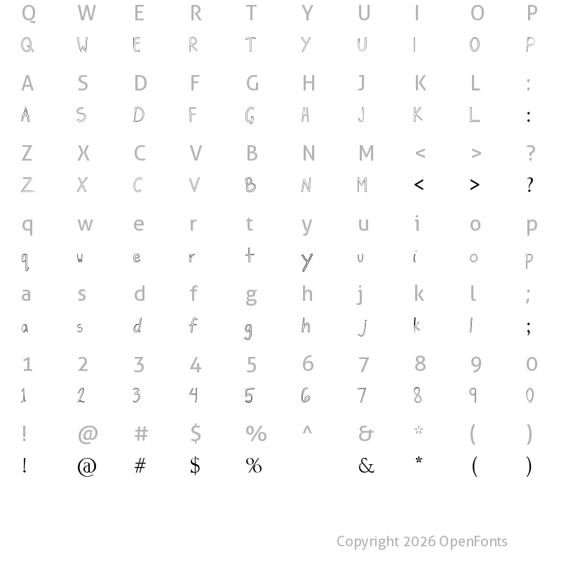 Character Map of Jiongco Regular