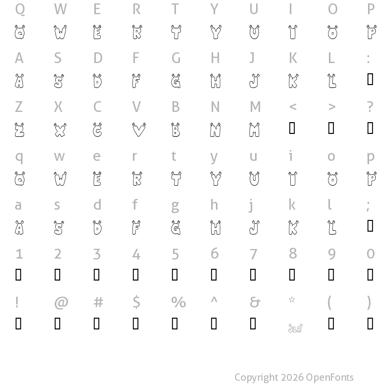 Character Map of JLR Star Shrek Regular