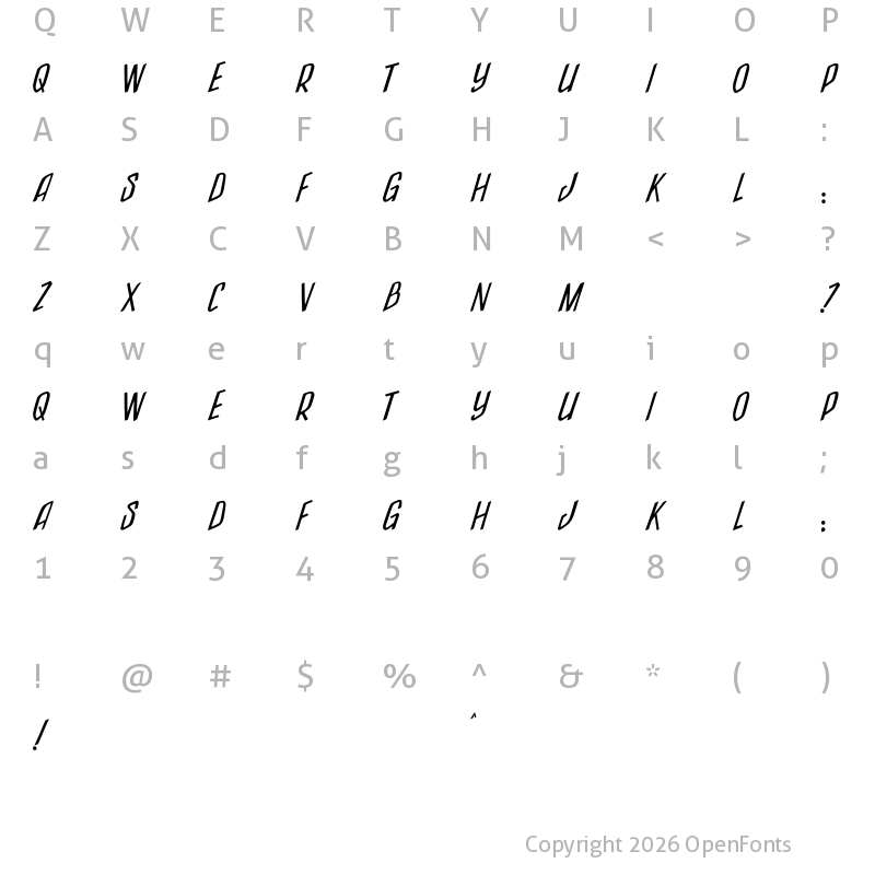 Character Map of JMH Apocrifa Regular