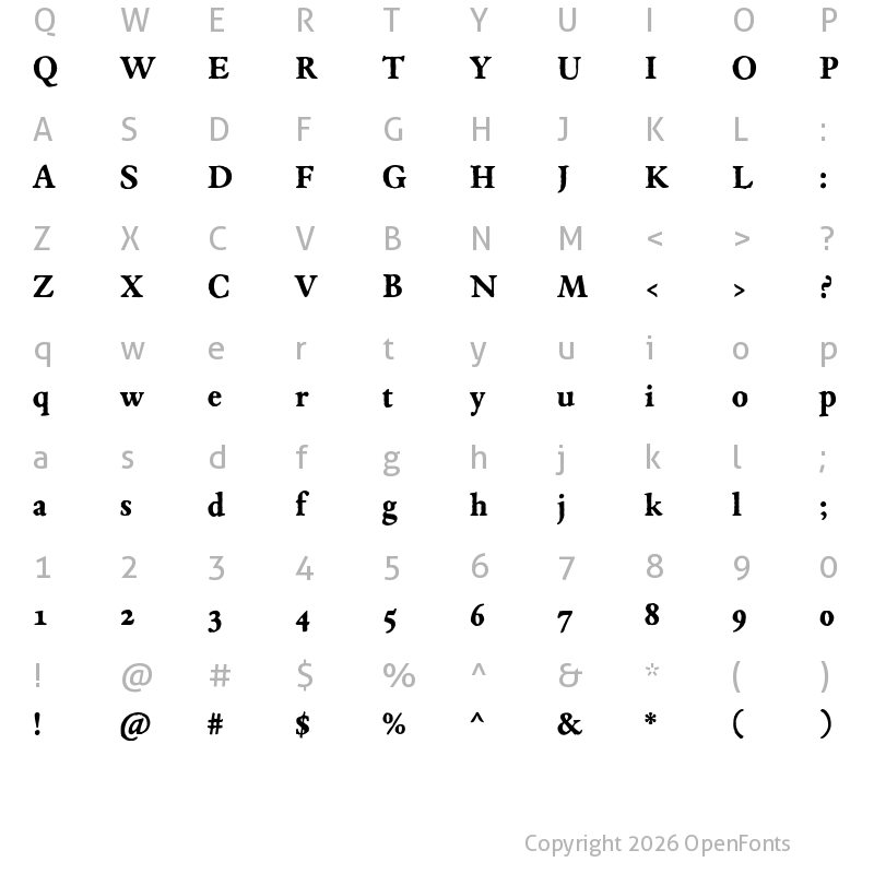 Character Map of JMH Espinosa Bold