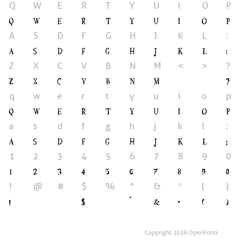 Character Map of JMH Euryale Regular
