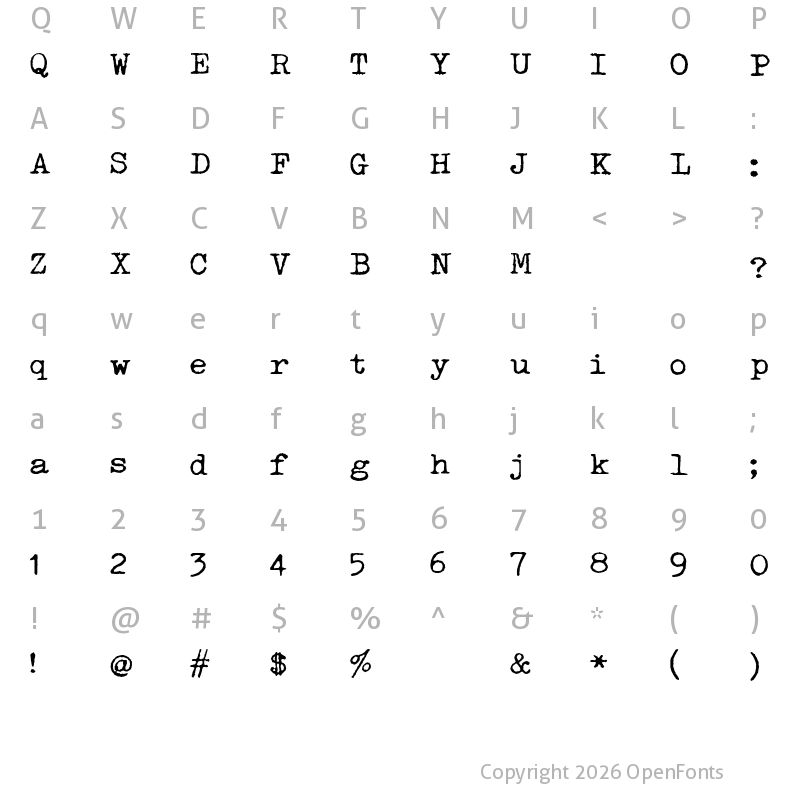 Character Map of JMH Hermes 3000 Regular