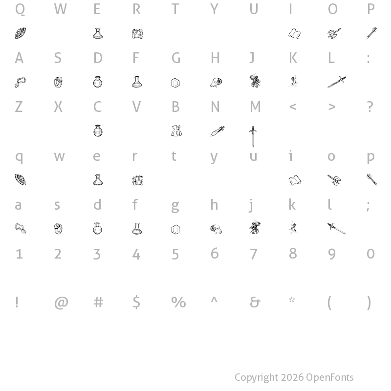 Character Map of JMH Rastan Dingbats Regular