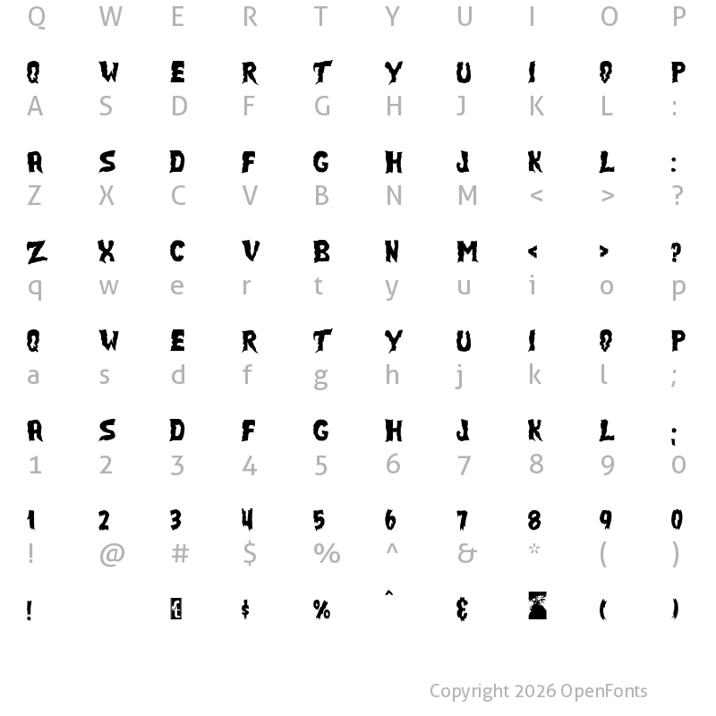 Character Map of JMH SELECT TERROR Regular