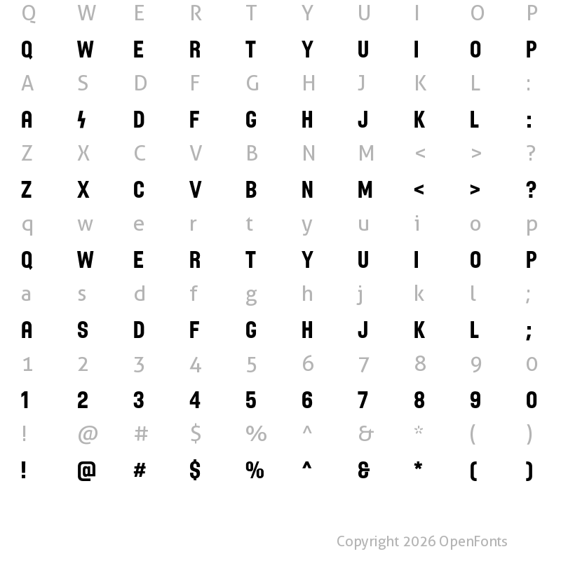 Character Map of JMH SS Regular