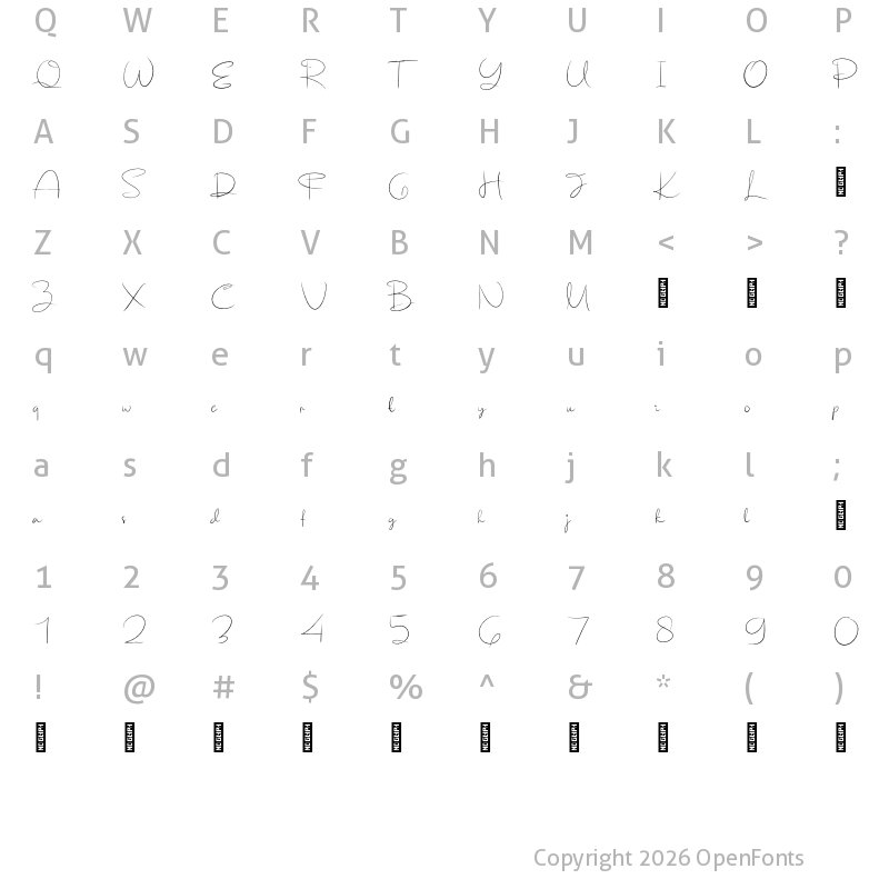 Character Map of Joa Script Personal Use Regular